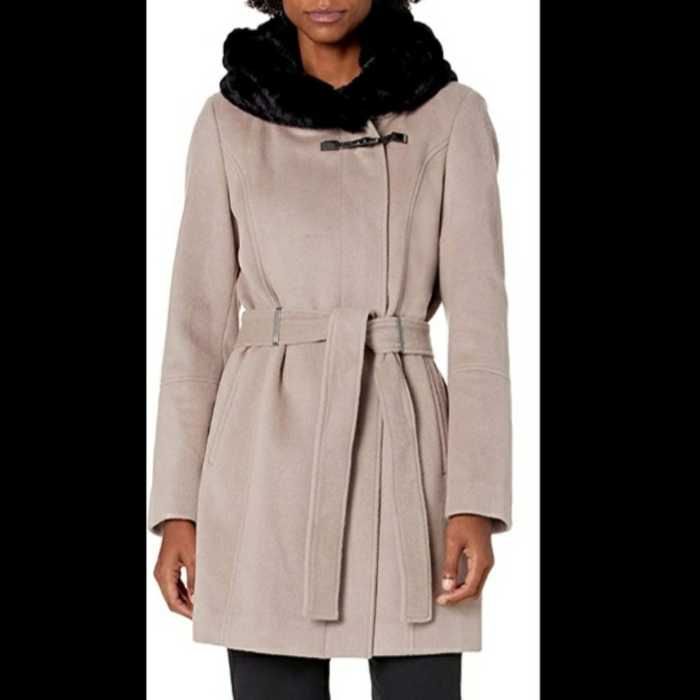 Large Calvin Klein Faux Fur Coat